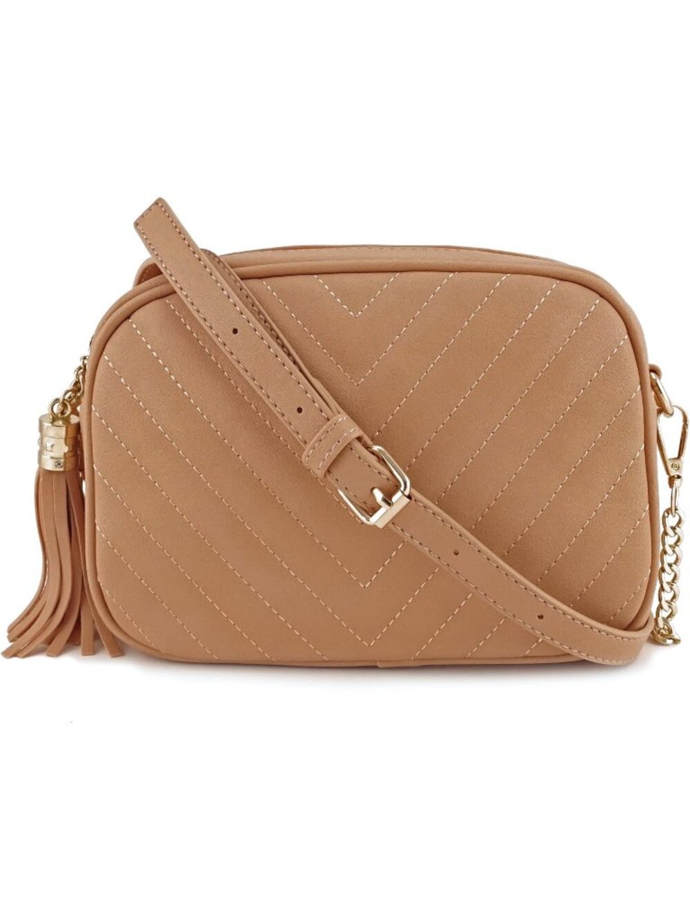〽️Women's Blush Faux Leather Top Zipper Chain Strap Shoulder Crossbody Bag